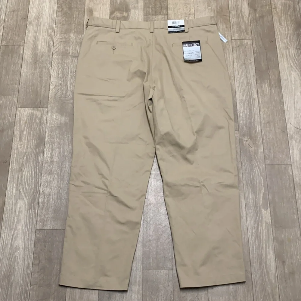 Mens NWT Architect No Iron Khaki‎ Business Casual Classic Fit Minimalist Pants